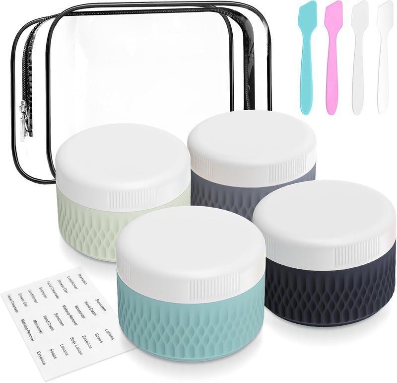 WLEAD BPA Free Silicone Cream Jars - TSA Approved 3oz Travel Size Containers, Leak-proof with Lid for Cosmetic, Face, Hand, Body Glitters - Image 1